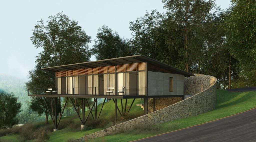 An artist's rendering of a modern house at Amara, Ooty. 