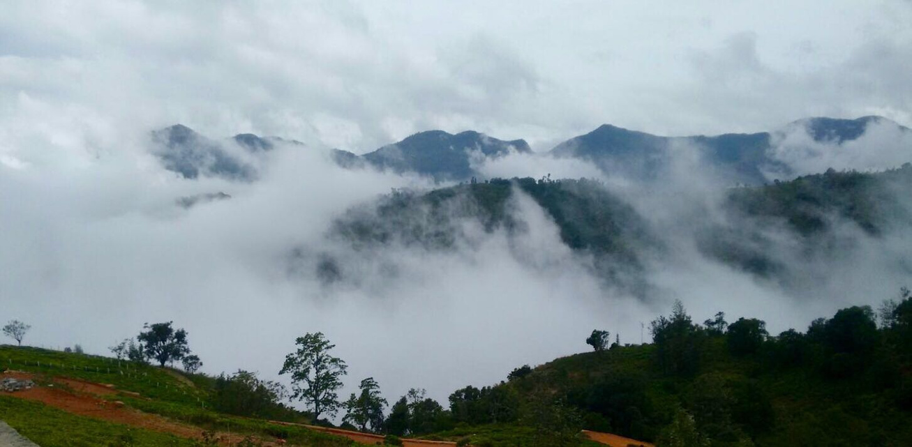 A view of the mountains and clouds from the Amara, Ooty.